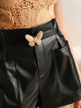 Anewsta Women's Fashion Double Pocket High Waist Shorts